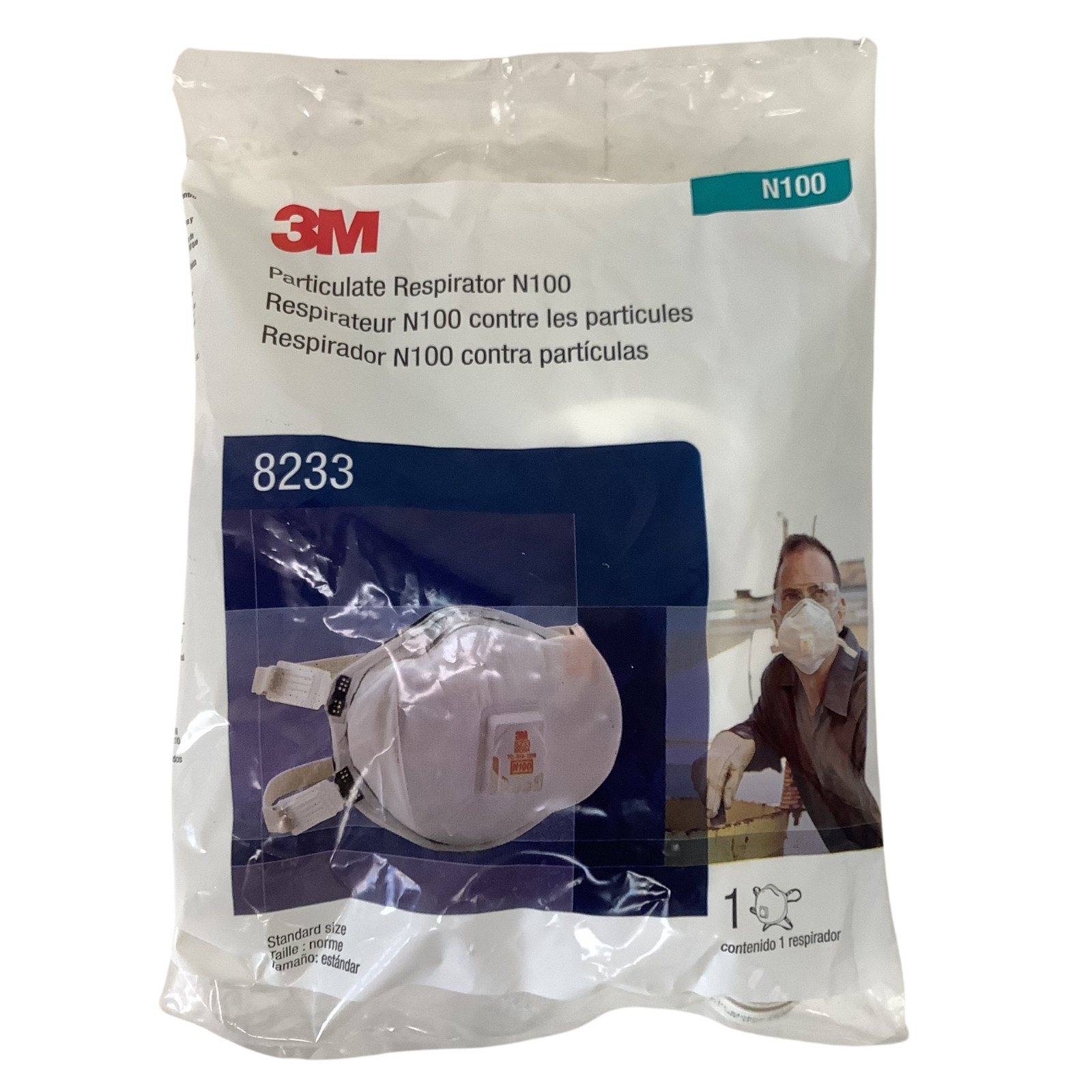 3M 8233 N100 Particulate Respirator Smoke Protection Mask w/ Exhalation Valve