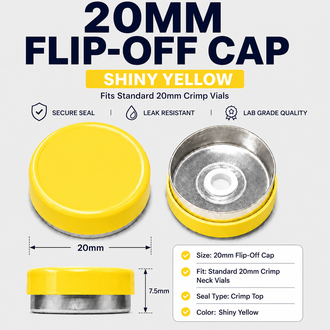 20mm Vial Flip Off Caps Aluminum Seals Assorted Colors 1000 Pack USA Seller