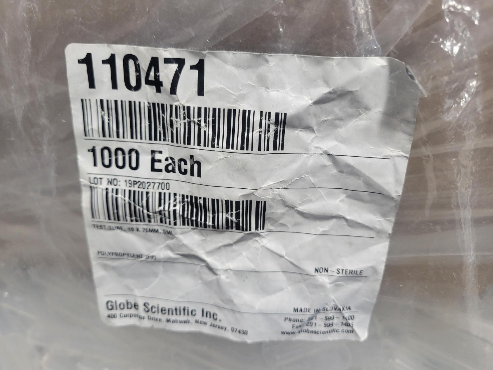 16 x100mm 12mL Capacity Polypropylene Test Tubes With No Rim(bags of 60)