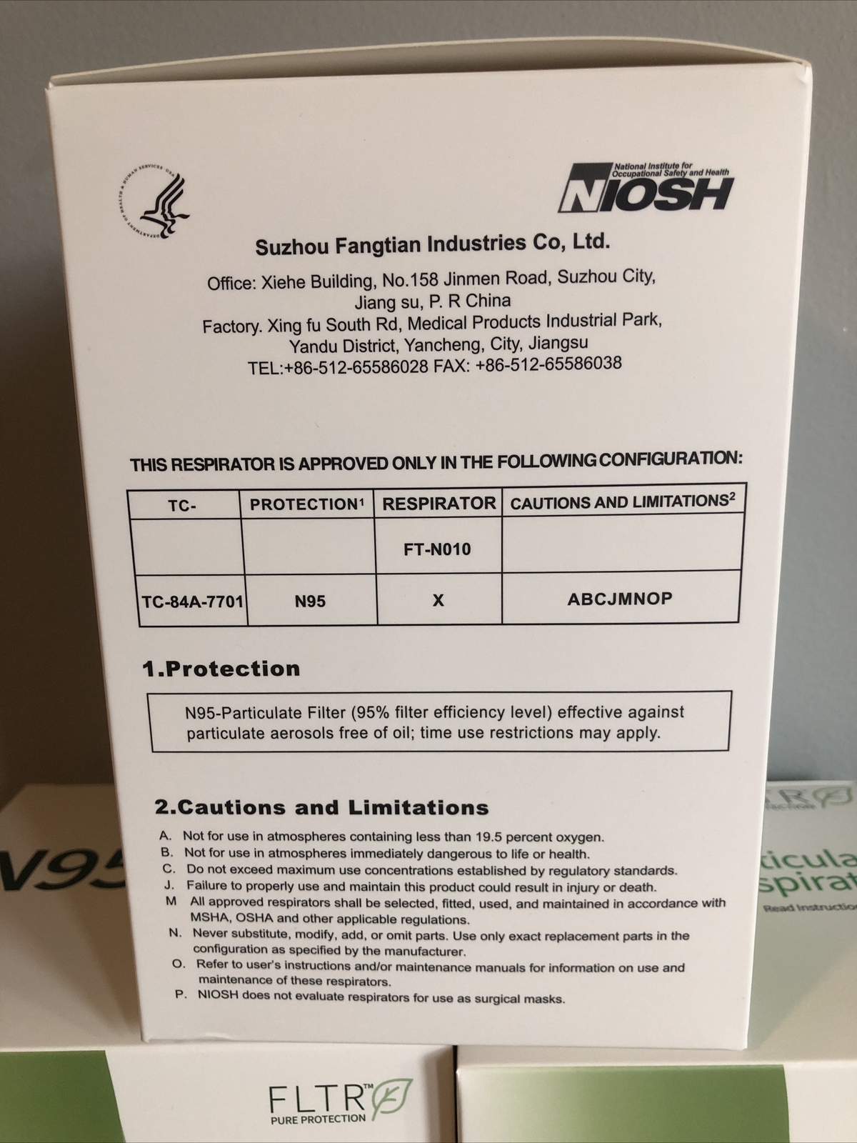 FLTR Pure Protection NIOSH N95 Particulate Respirators 20pk