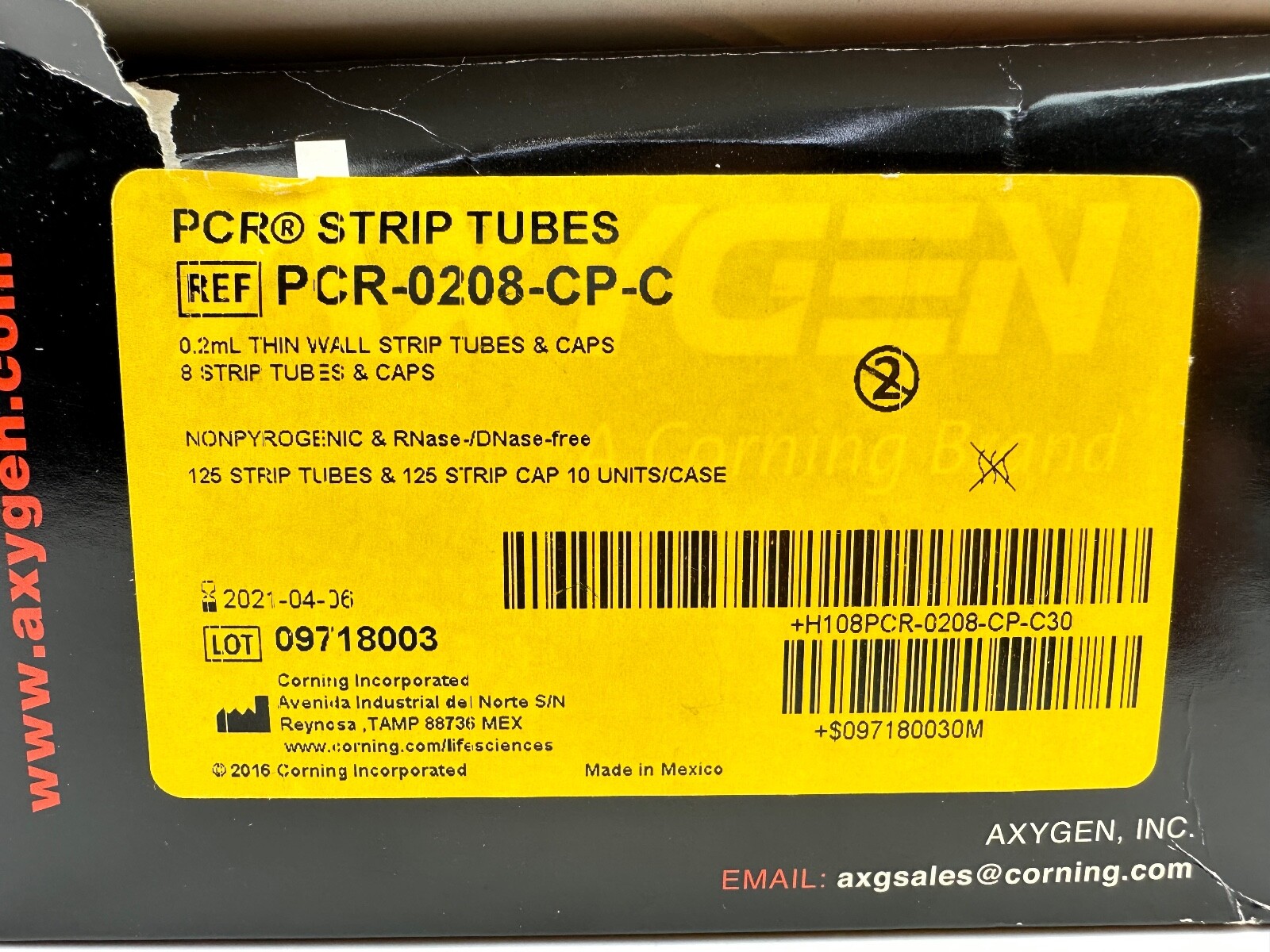 Axygen 0.2 mL Polypropylene PCR Tube Strips, PCR-0208-CP-C