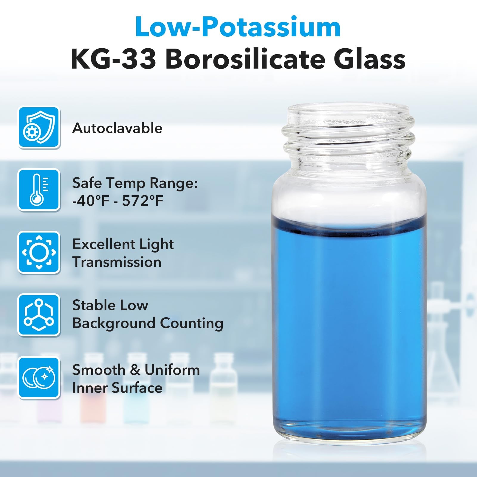 ** NEW 20 mL Borosilicate Glass Vials | 500 Pack | Screw Cap | Lab Use
