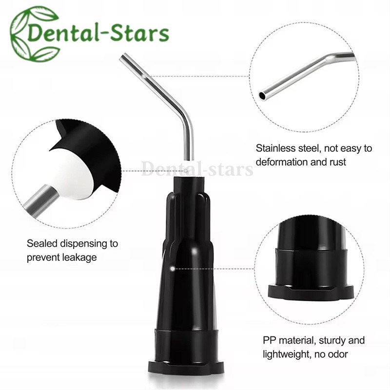 200Pcs Dental Irrigation Pre Bent Needle Tips For Flow Sealant Etchant Acid Tip
