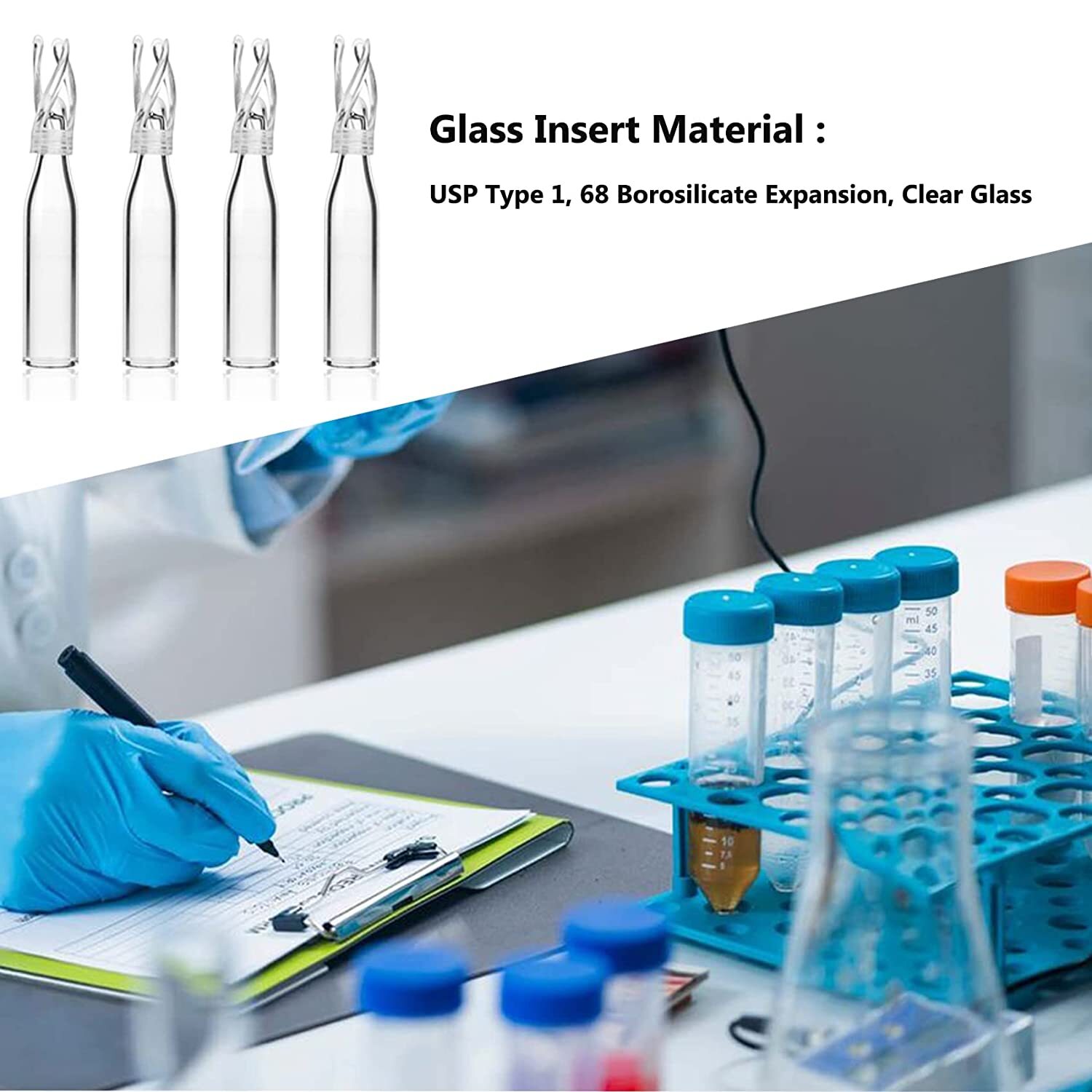2mL Autosampler Amber Vials 9-425 Screw Cap|250ul Vial Inserts Micro-Insert