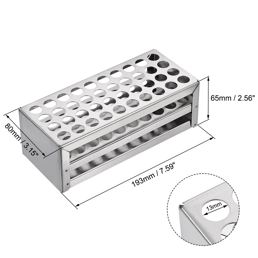 Stainless Steel Test Tube Holder Rack 40 Hole 3 Layer for 10-13mm Tubes