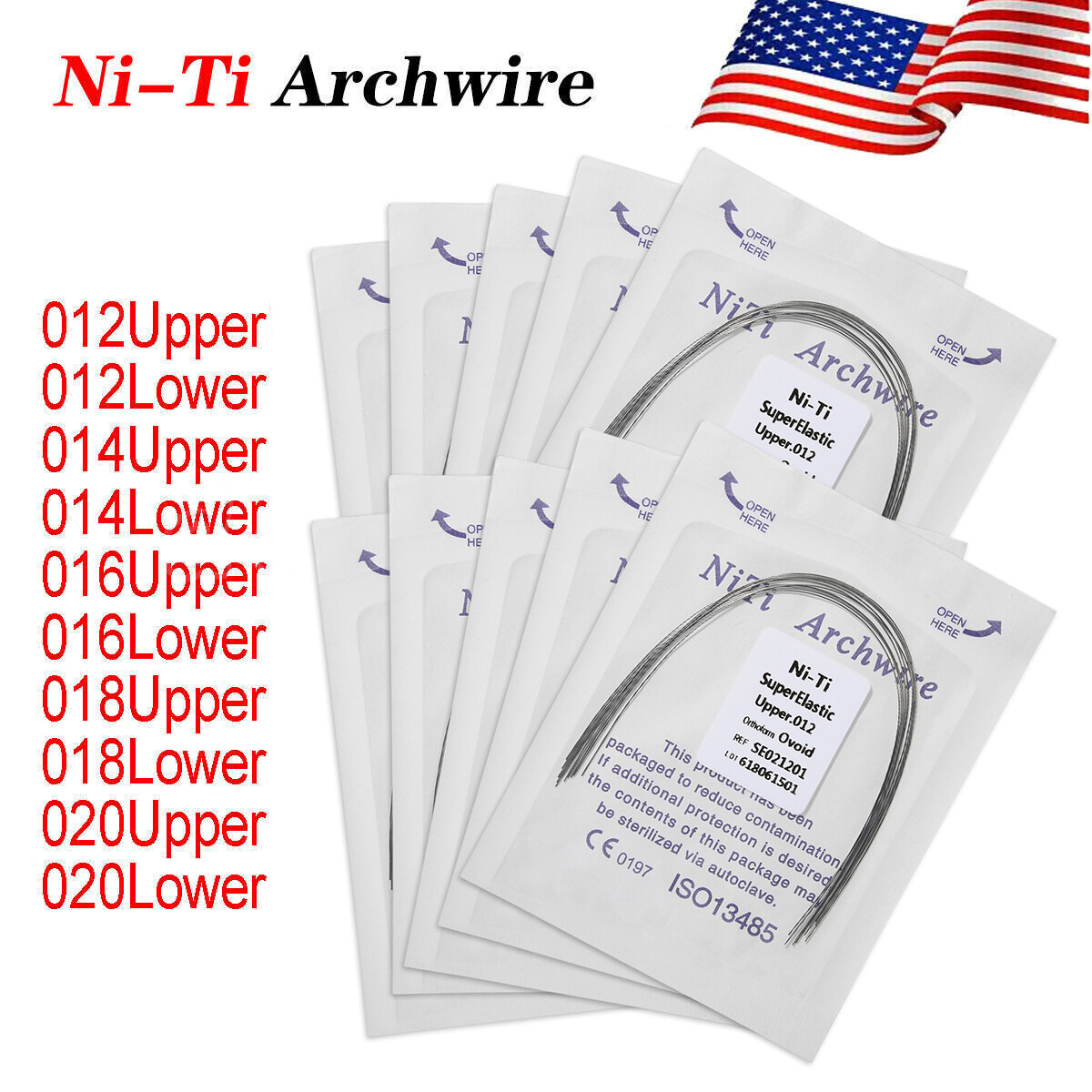 100 PCS dental orthodontic super elastic niti round arch wires Ovoid form 10 bag