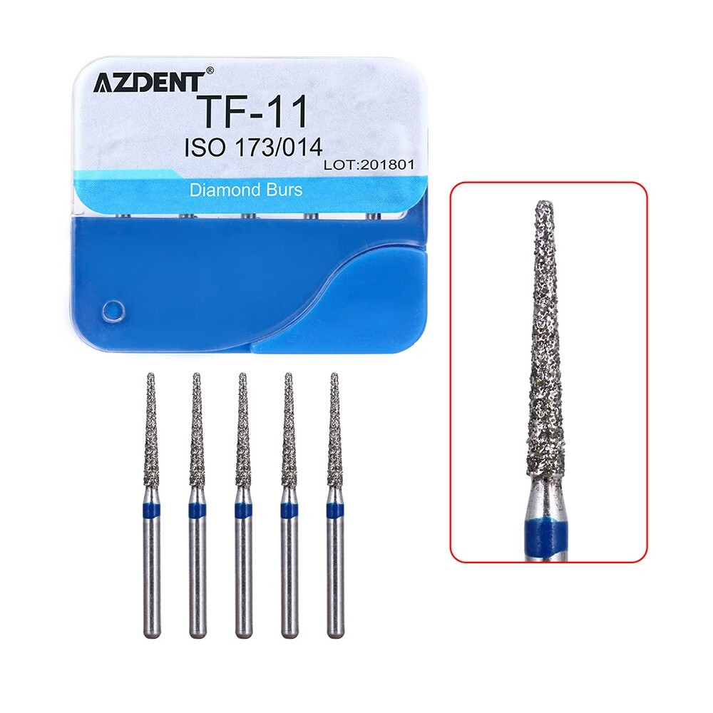 100Pcs 20 Types Dental Diamond Burs High Speed Handpiece Friction Grip AZDENT