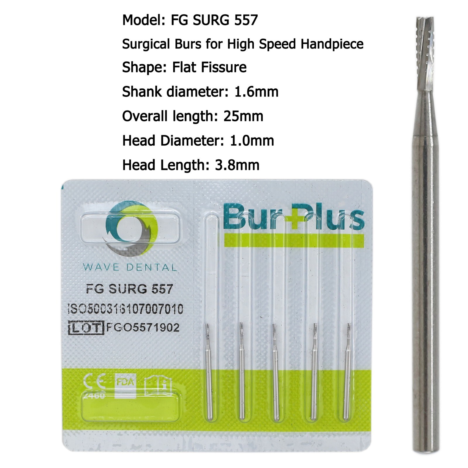 Wave Dental Surgical Carbide Burs 557 557L 702 701 Long FG SURG High Speed 25mm