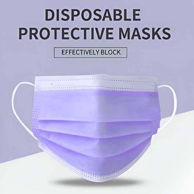 Face Mask Disposable Surgical Non-Medical Mouth Cover for Adults Children Purple