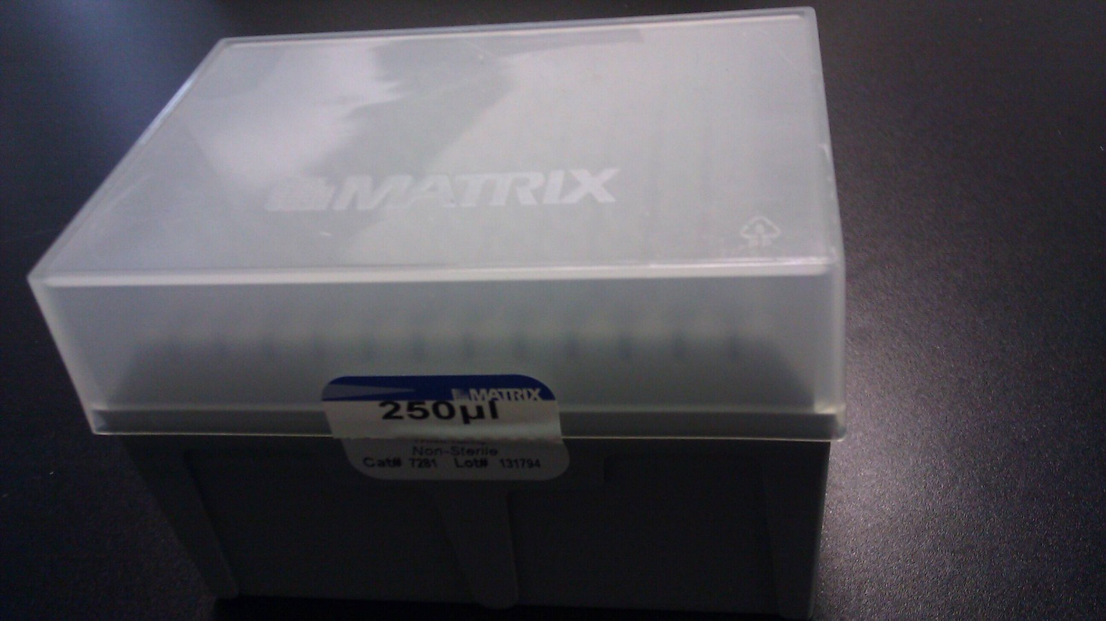 2 x RACKS OF THERMO SCIENTIFIC NONE- STRILE MATRIX 7281. 250ul 77mm TALL TIPS