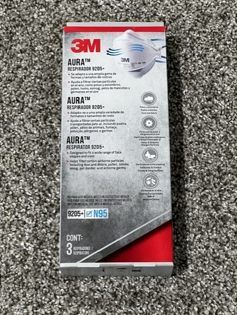 3M Aura 9205+ Particulate Respirator N95 Mask -(12) 3 pk.
