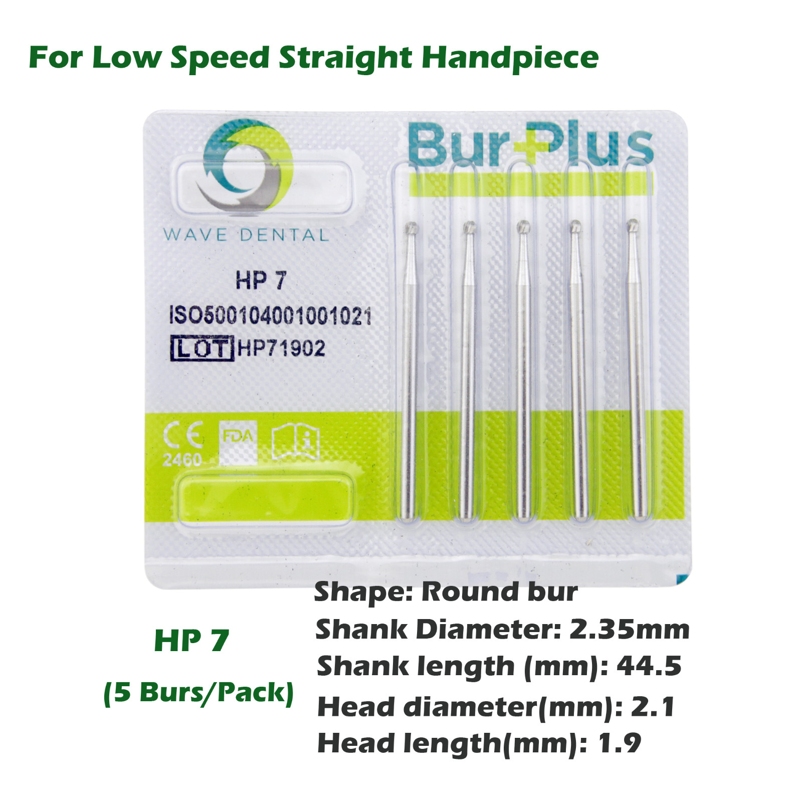 Wave Dental Round Bur Tungsten Carbide Straight Handpiece HP 1 2 3 4 5 6 7 8 10