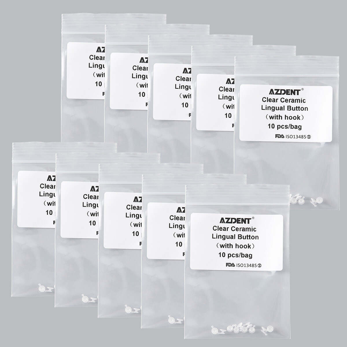 AZDENT Dental Orthodontic Composite Clear Ceramic Lingual Buttons for Bondable