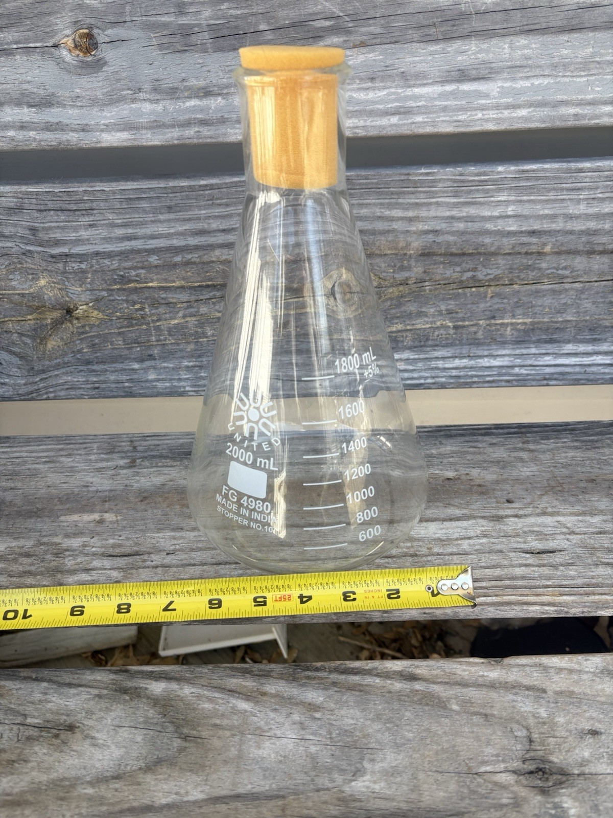 UNITED 2000mL Glass Graduated Heavy Duty Rim Erlenmeyer Flask FG 4980 India
