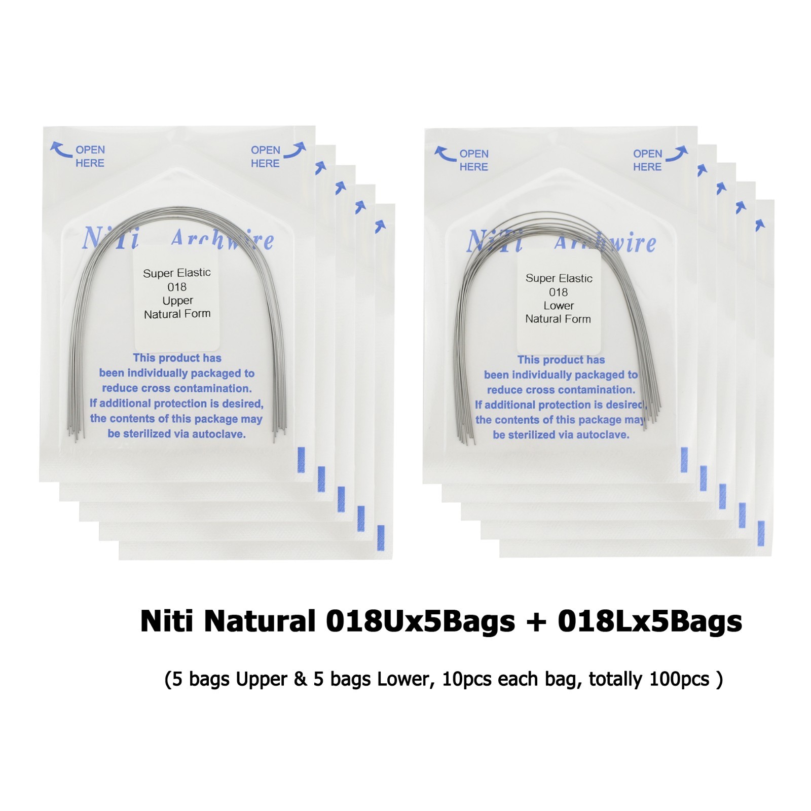 Dental Orthodontic Arch Wire Natural Form Niti Stainless Steel Round Rectangular