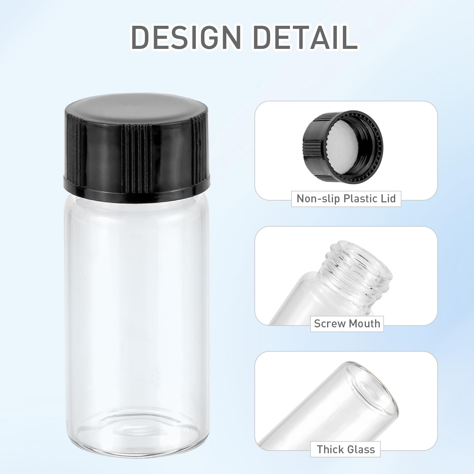 JIUWU 14pcs 5ml Mini Clear Glass Bottle Vials with 5 milliliters, clear