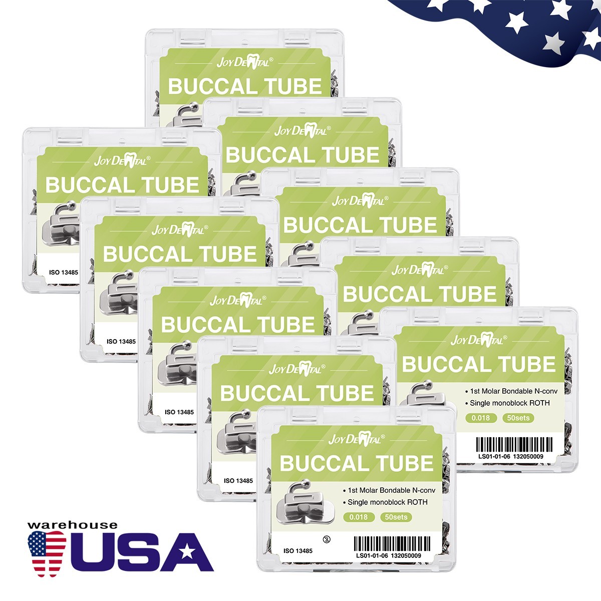 50Set Dental Tubos bucales de ortodoncia 1er 2nd molar Buccal Tubes MBT Roth 022