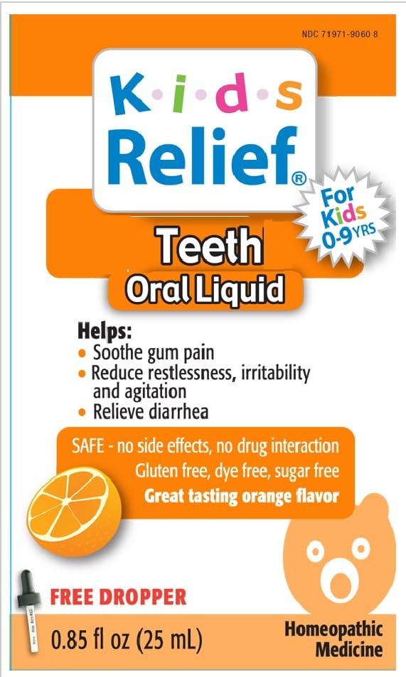 Kids Teething Oral Solution (Orange Flavour) 0.85 Fl Oz (Pack of 1), Orange