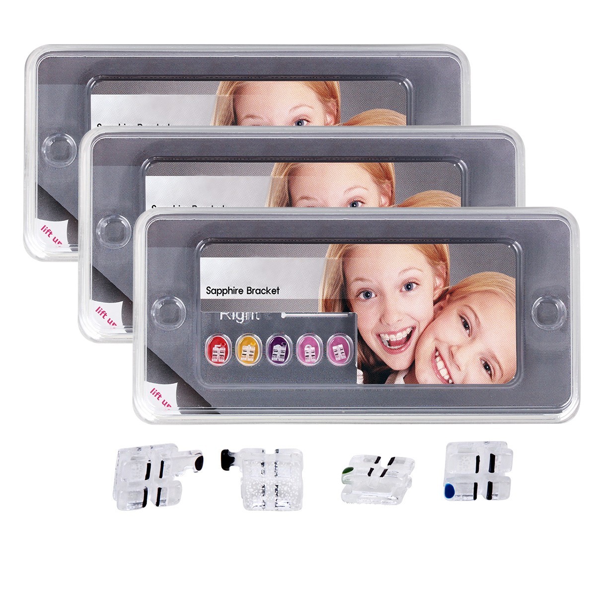 Dental Ortho Monocrystalline Sapphire Ceramic Brackets Roth/MBT .022 hooks 345