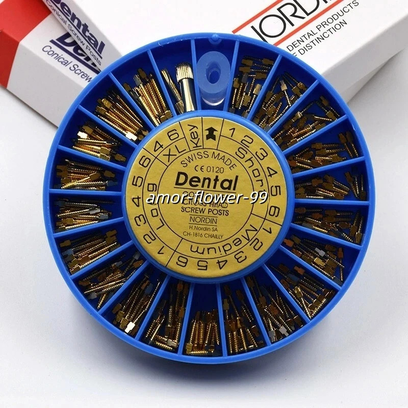 120/240 Pcs Dental Conical Screw Posts Kits Gold Plated Tapered Root Canal Pins