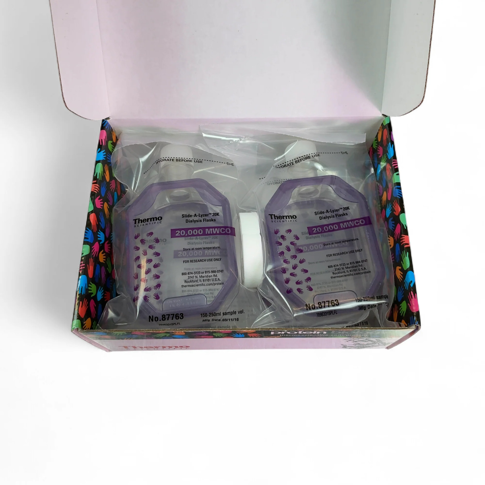 Thermo Scientific 20k-MWCO 250mL Cap. Slide-A-Lyzer Dialysis Flasks 87763