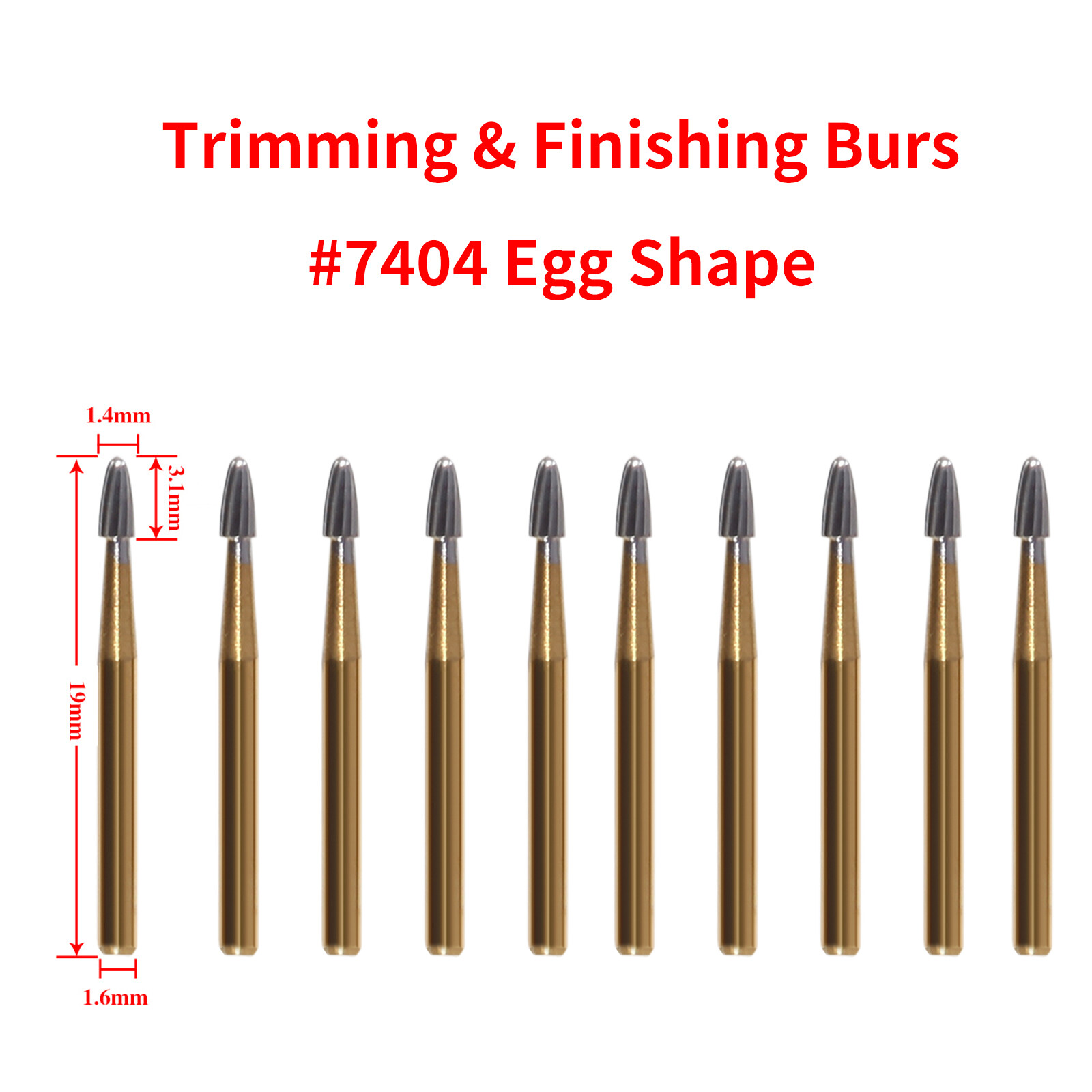 Dental Tungsten Carbide Burs Trimming Finishing Egg Football FG 7404/6/8 NEW