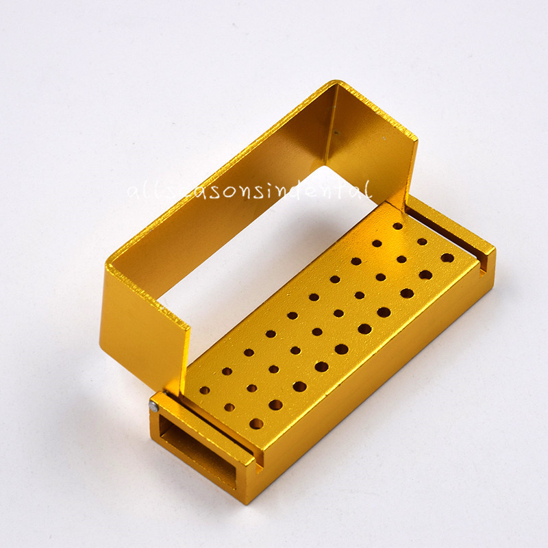 Dental Aluminum Bur Burs Holder Block Disinfection Box Autoclave 20+10 Holes Opt