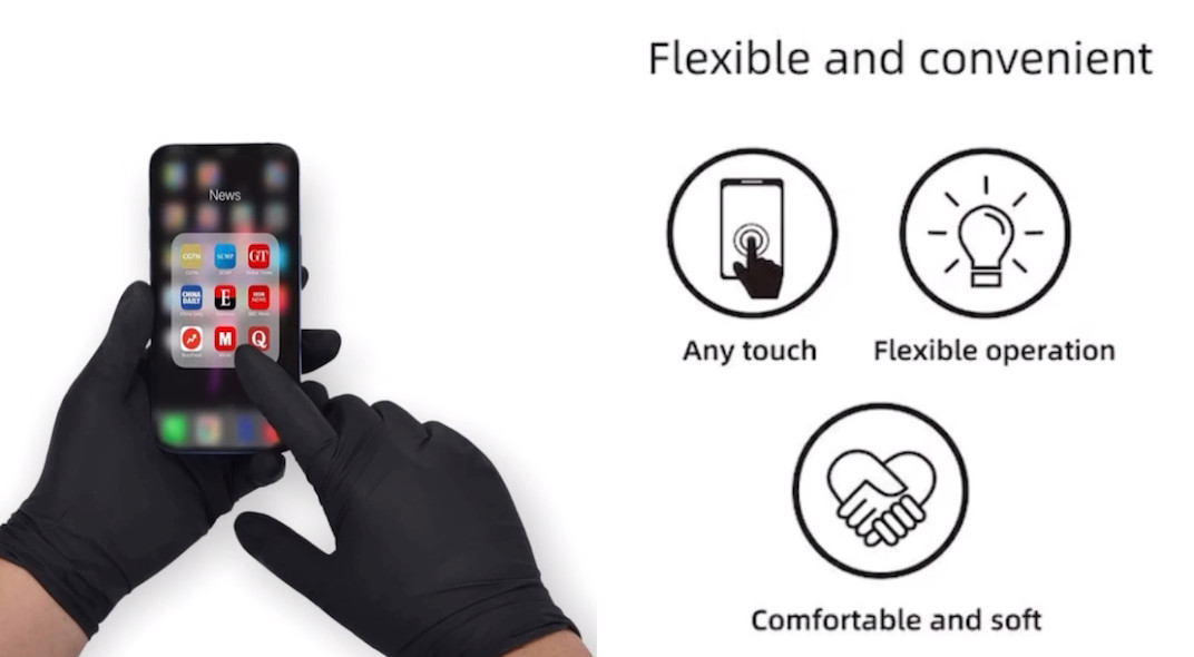 First Glove Black Nitrile Light Industrial Disposable Gloves 3 Mil, Latex Free