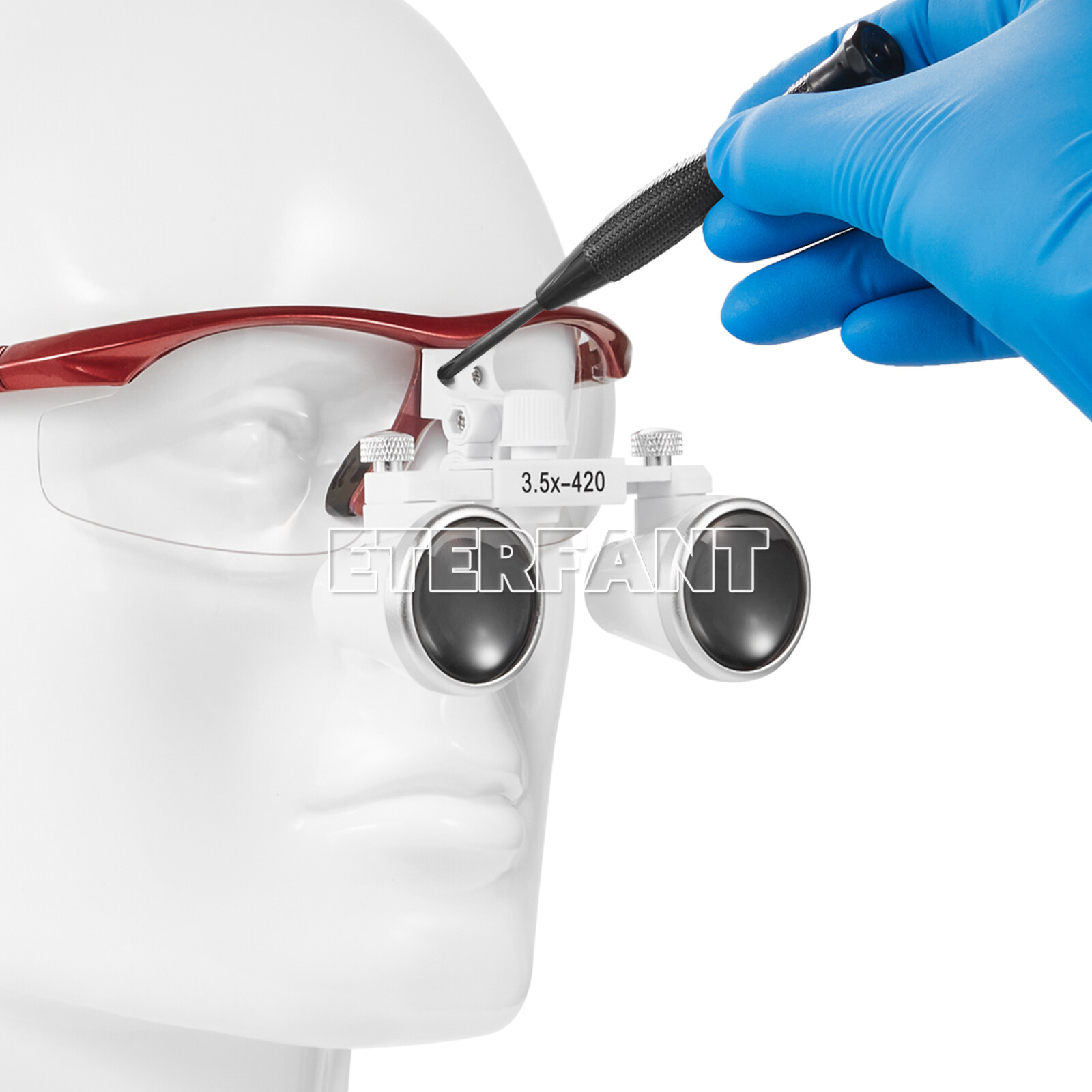 ETERFANT 3.5X Dental Surgical Binocular Loupes Glass Optical Lens Magnifier Red