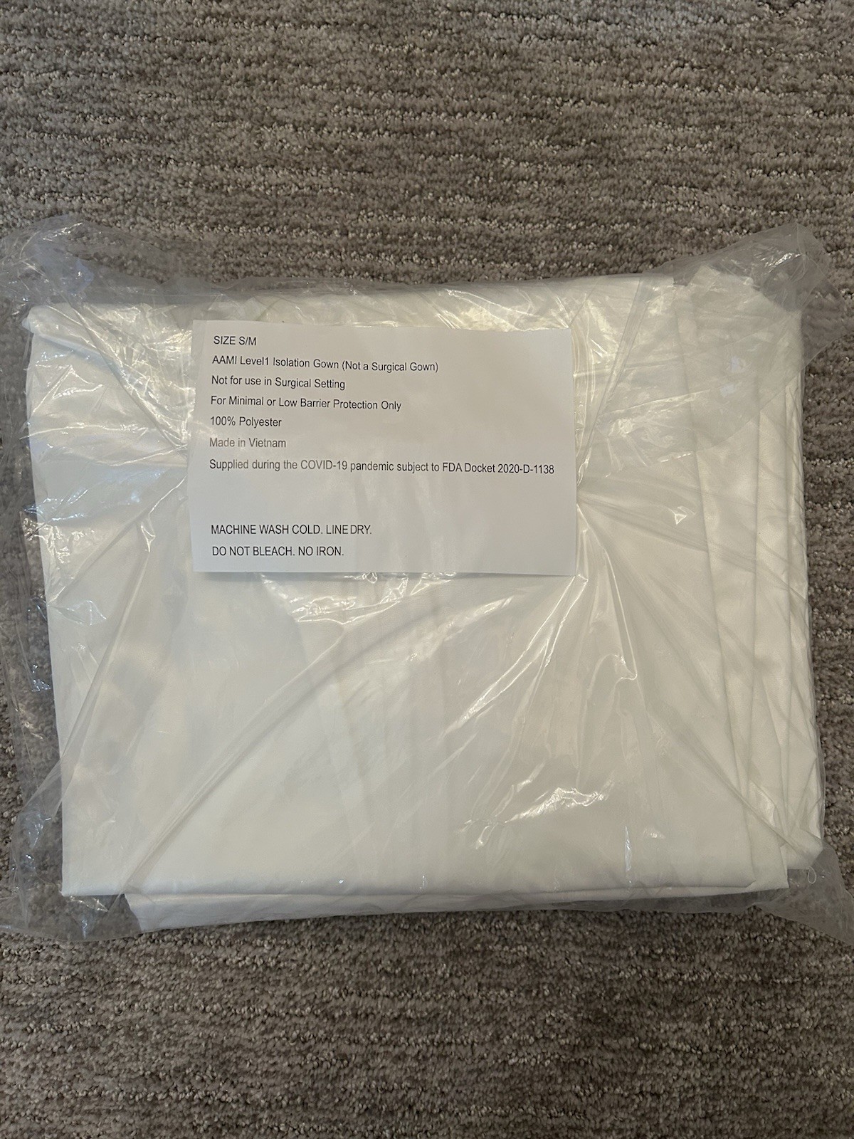5 Pack AAMI Level 1 Isolation Gown Polyester Washable Reusable S/M New
