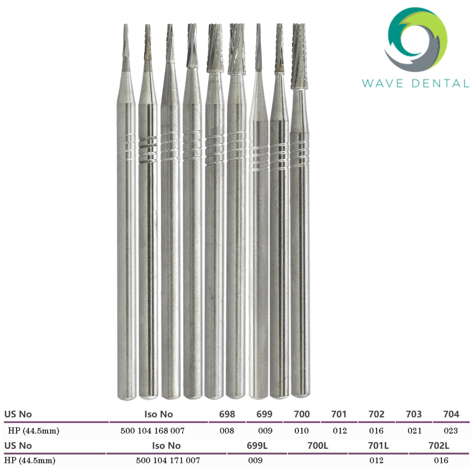 Wave Dental Carbide Burs 44.5mm 698 699 701 702L HP Long Straight Handpiece Bur