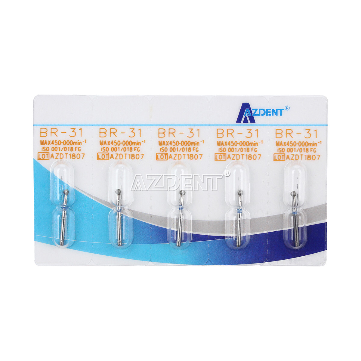 5pcs/pack AZDENT Dental FG Diamond Burs for High Speed Handpiece Friction Grip