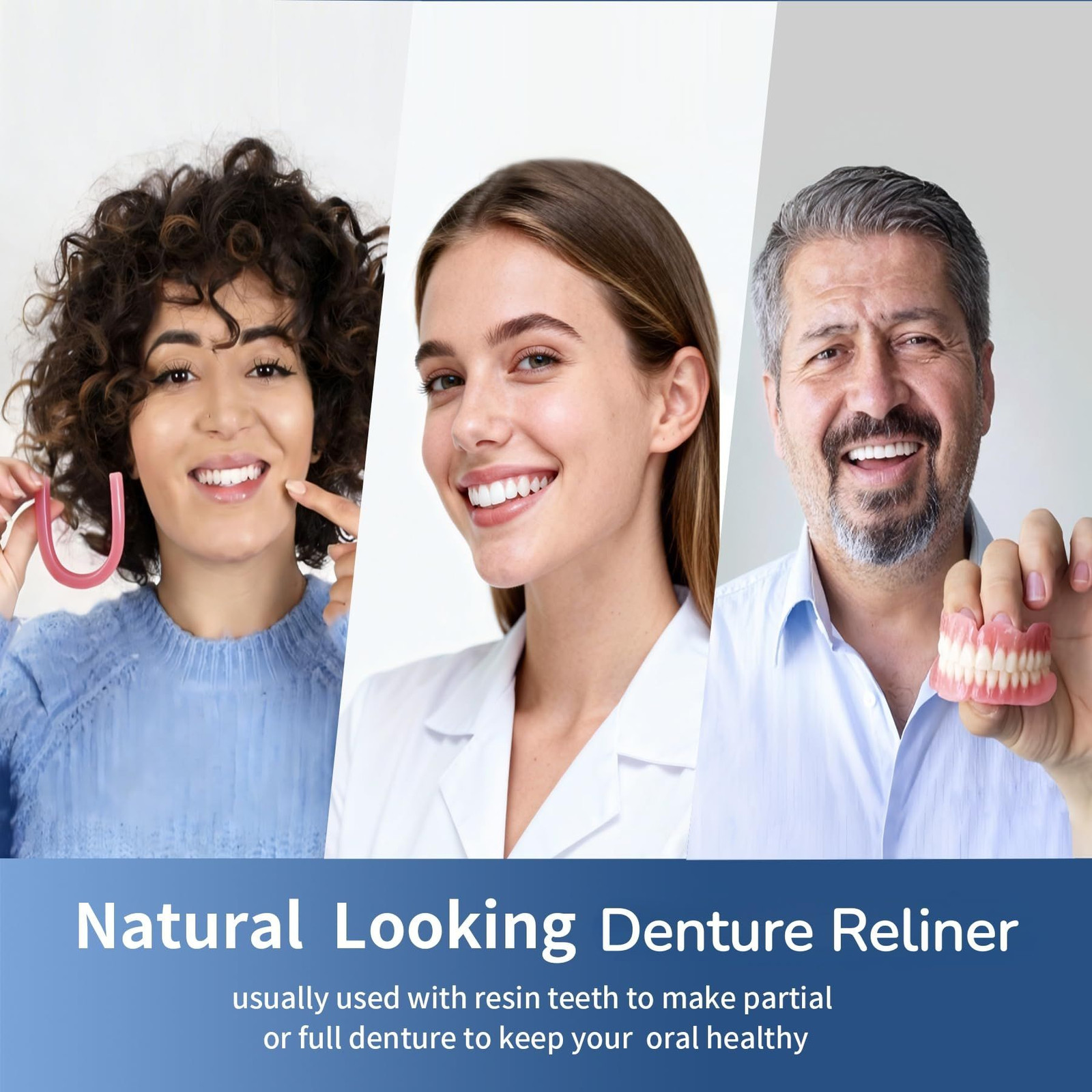 Upper & Lower Denture Reline Kit – Refit and Tighten Loose Dentures for Pink