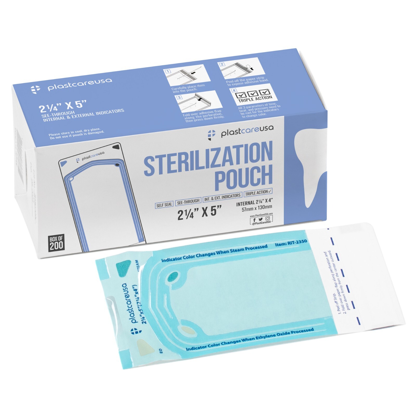 1,000 2.25″ x 4″ Self-Sealing Sterilization Pouches for Autoclave (5 Boxes)