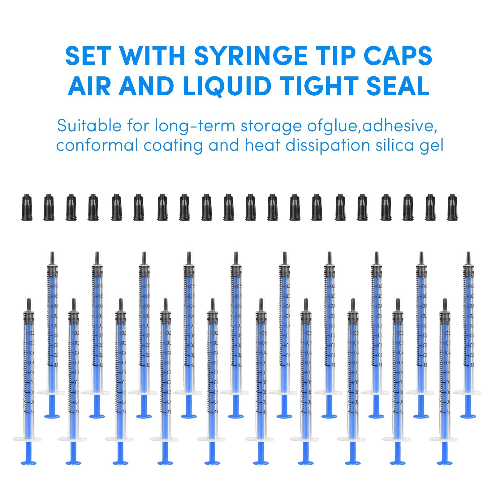 20 Pack 1ml Syringe with Cap for Liquid, 1cc Plastic Small Syringes with Cover