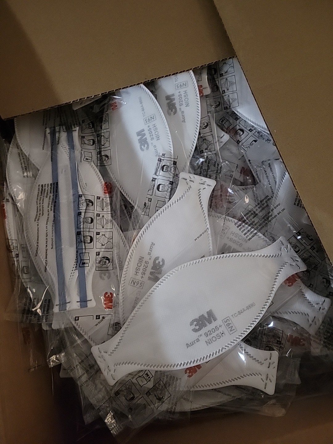 50 Pack! 3M Aura 9205+ N95 NIOSH Approved Particulate Respirator Face Mask
