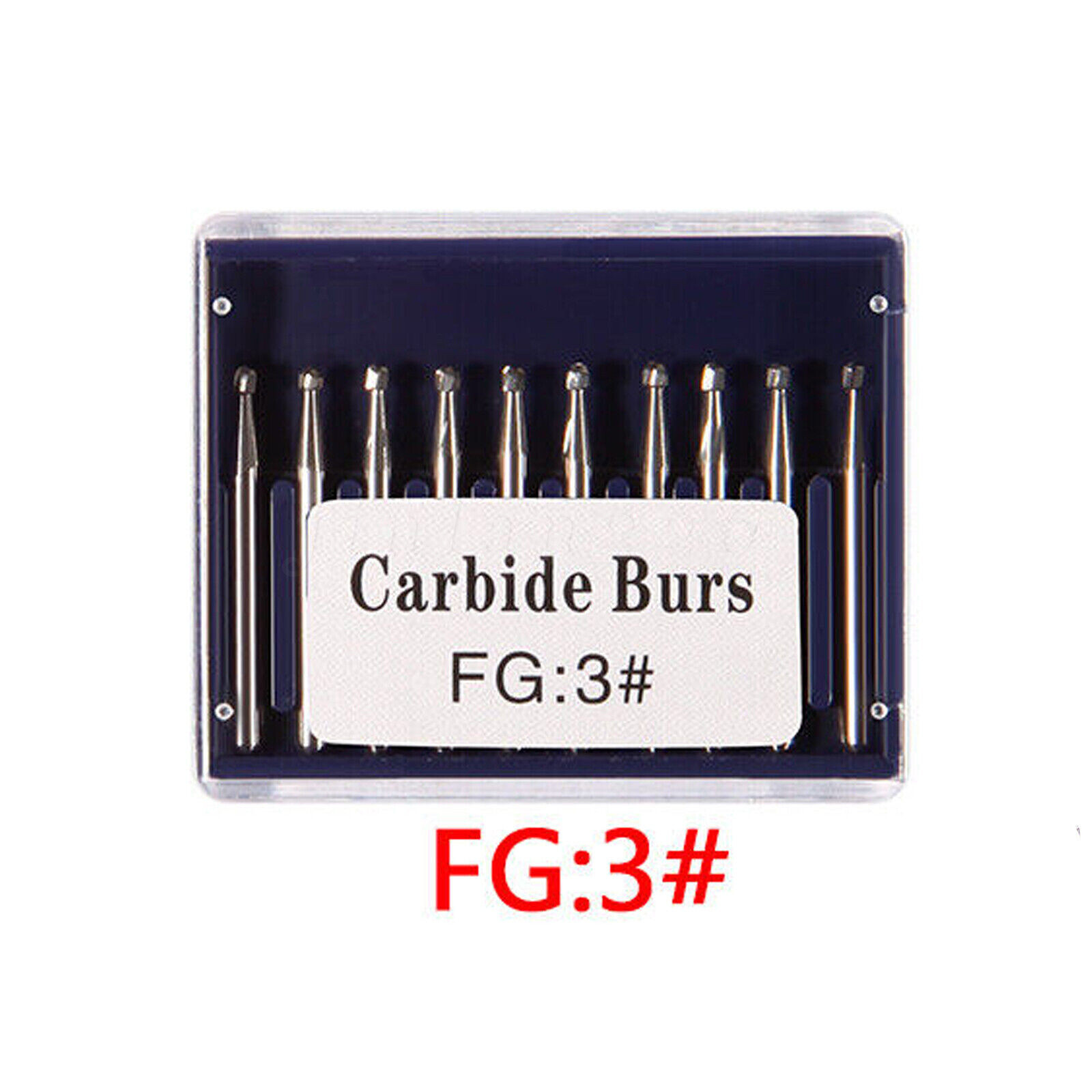 10-100pcs Dental Tugsten Round Carbide Burs FG 1-8 Bur for High Speed Handpiece