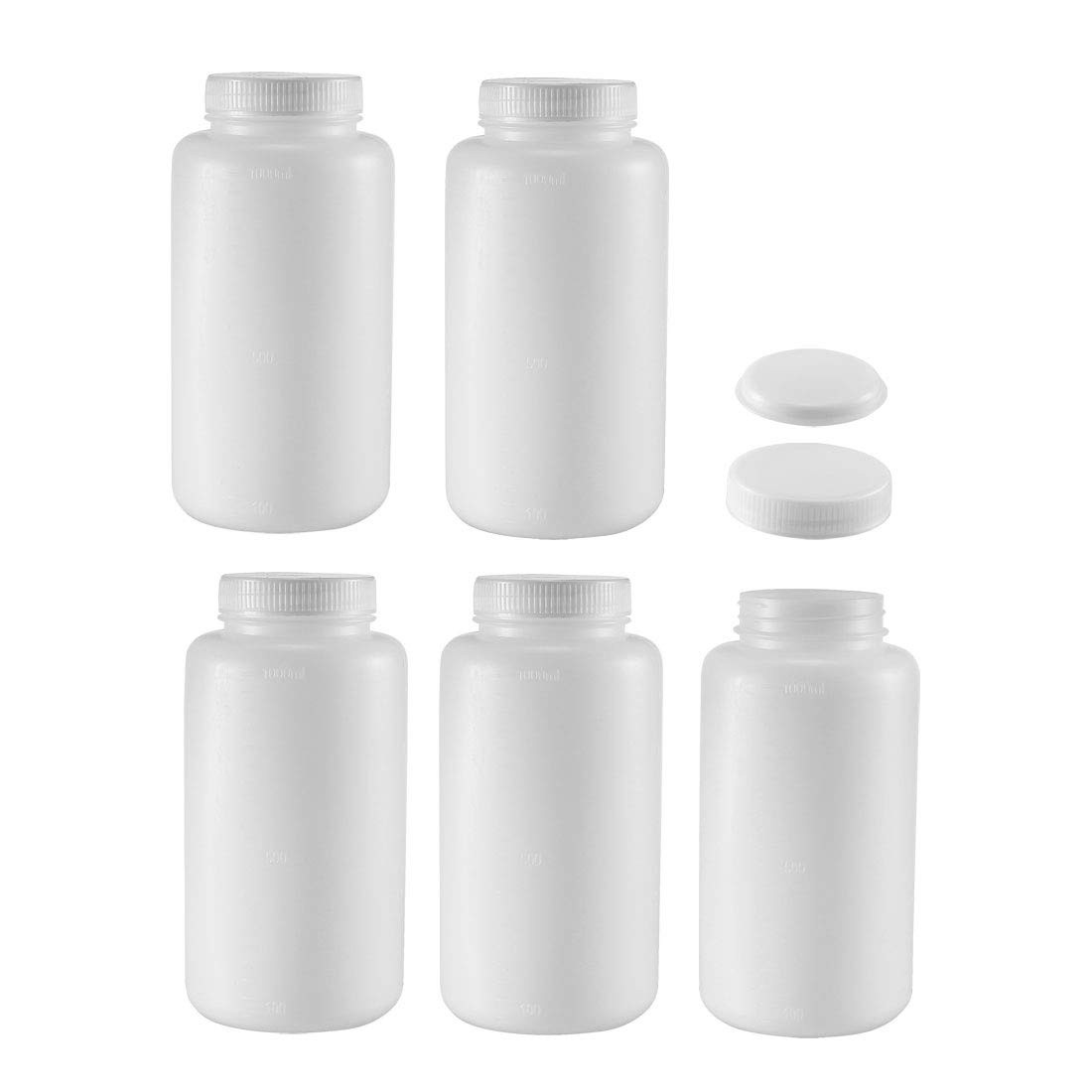 uxcell Plastic Lab Chemical Reagent Bottle 1000ml/34oz Wide Mouth Sample Sealing