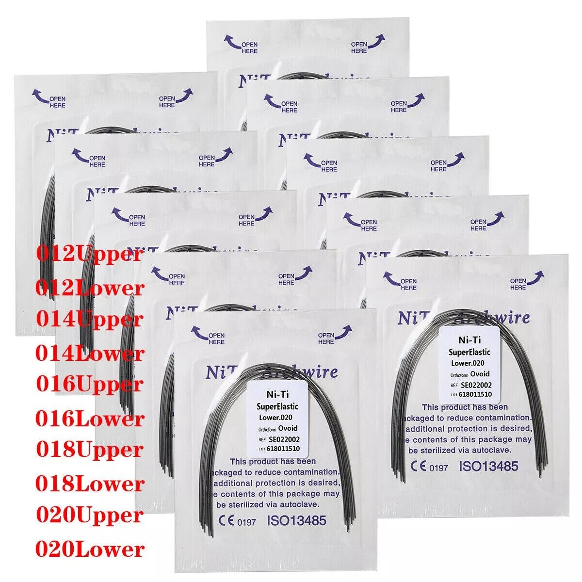 1-200 Packs dental orthodontic super elastic niti round arch wire upper/lower DL