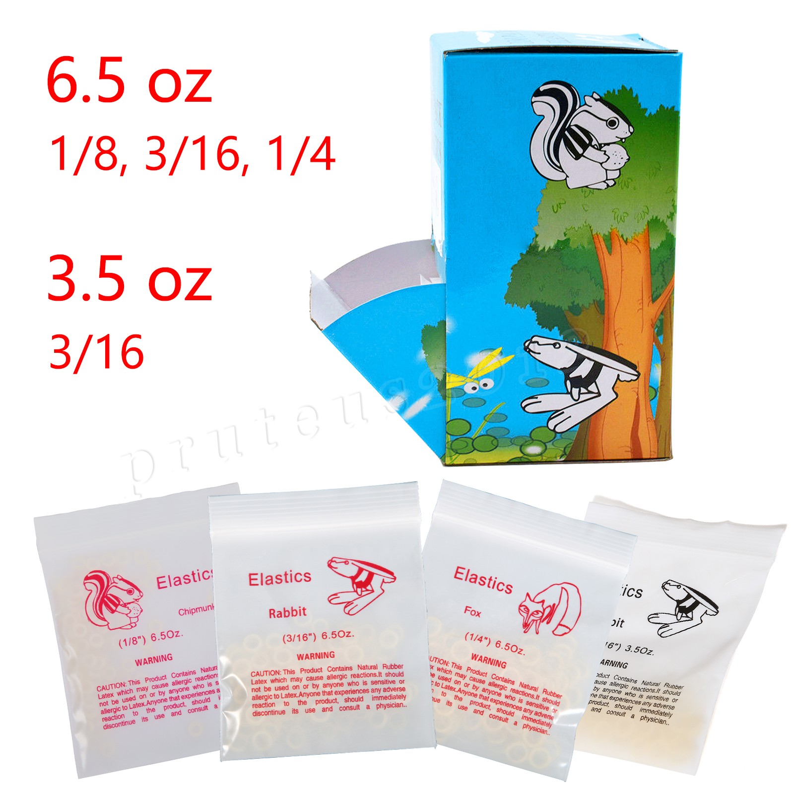 CLEAR X-HEAVY 6.5 OZ ORTHODONTIC ELASTIC BRACES DENTAL RUBBER BANDS 1/4 1/8 3/16