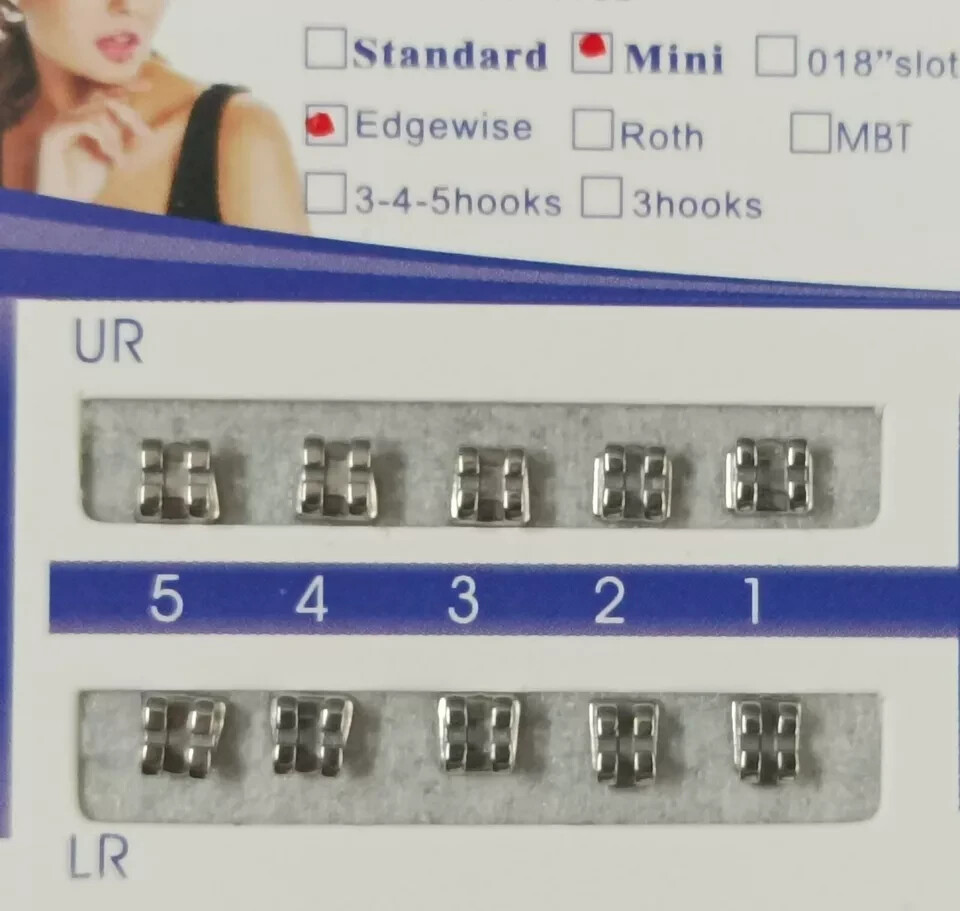 Dental Orthodontics MIM Monoblock Brackets Mini Edgewise 022 no hooks Mesh Base