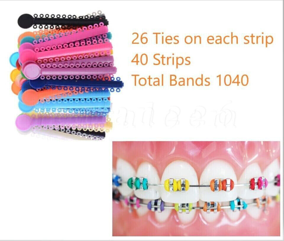 1040pcs Dental Orthodontic Ligature Ties Braces Elastic Rubber Bands 40 Colors