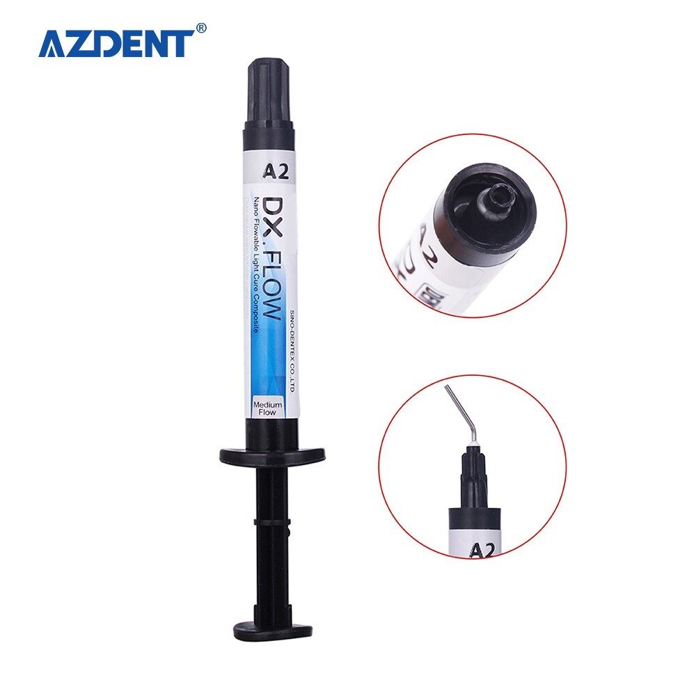 DENTEX Dental Flowable Light Cure Composite Resin Medium Flow A2 Shade