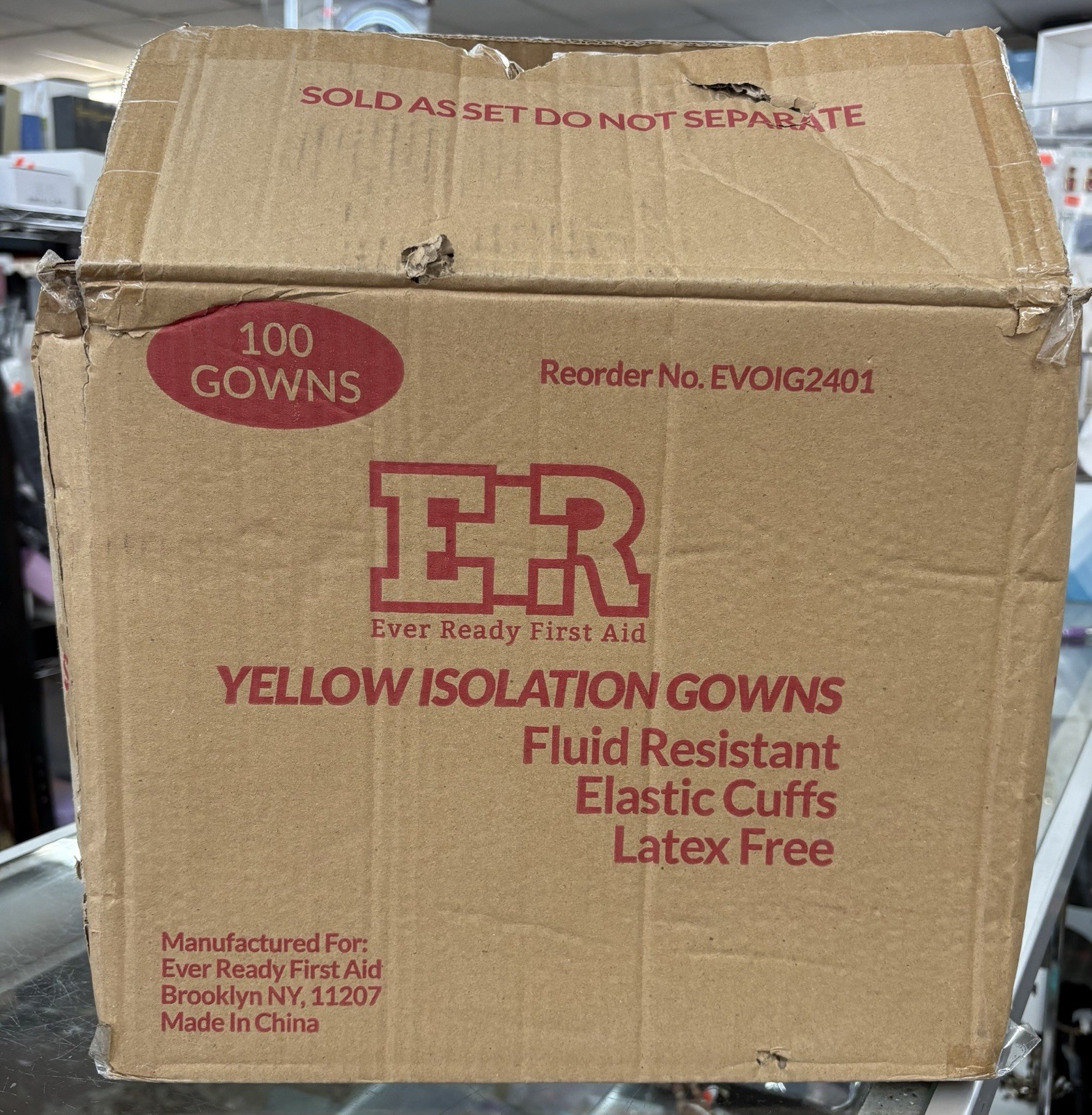 Ever Ready First Aid Disposable Isolation Gown Elastic Wrists Yellow Case Of 100