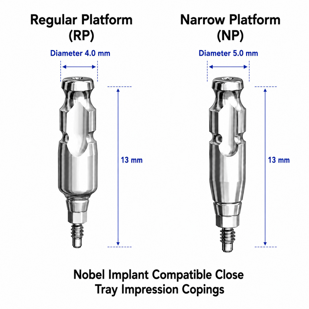 US Nobel Dental Impression Coping Open Closed Tray & Lab Analog Fit NP RP Alloy