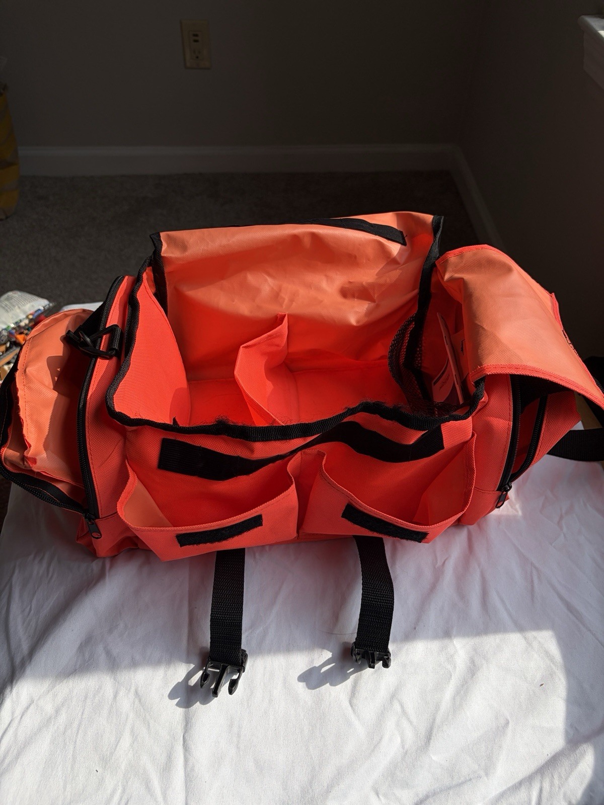 Masco EMS Trauma Bag Orange Medical Star Symbol Multiple Compartments
