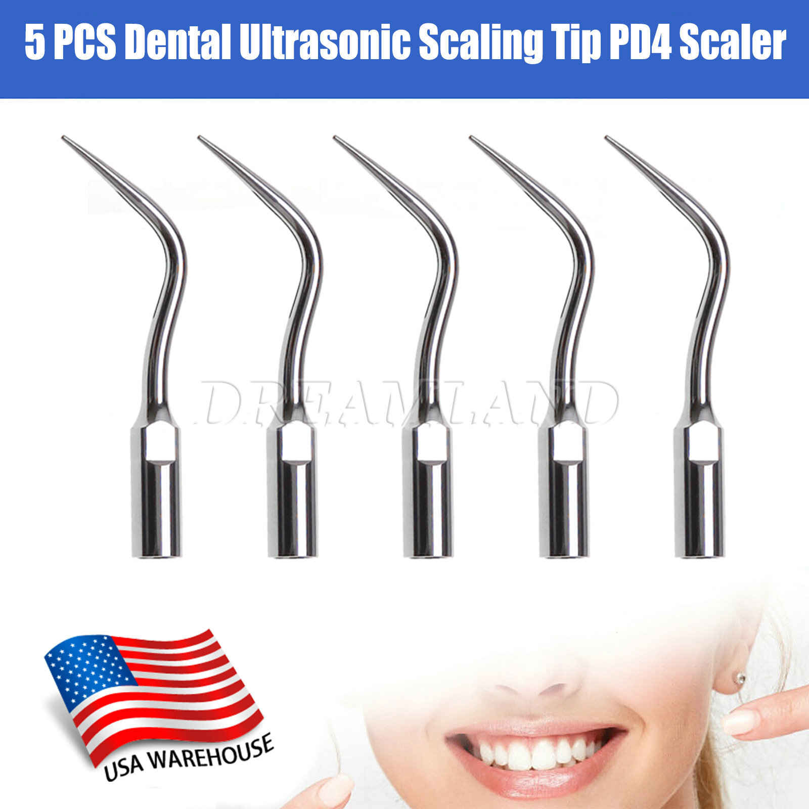 1/5/10 Dental Ultrasonic Scaler Perio Tips PD4 Fit for DTE SATELEC Handpiece