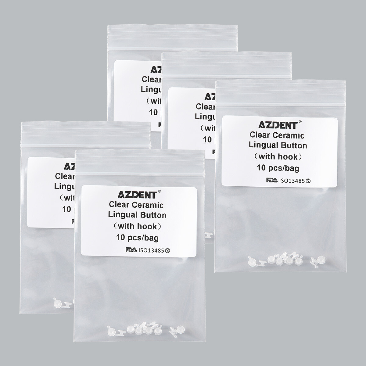 AZDENT Dental Orthodontic Composite Clear Ceramic Lingual Buttons for Bondable
