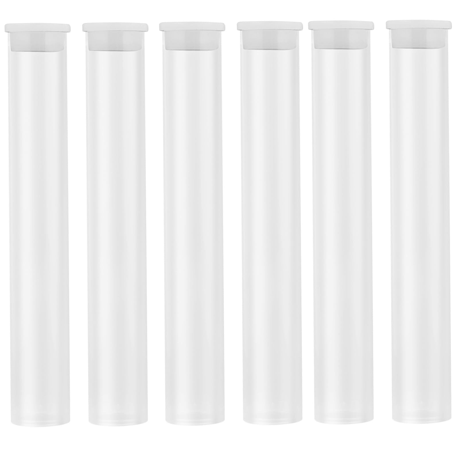 Clear PVC Acrylic Empty Storage Tube Packaging Caps Bead Craft Supply 6 PCS