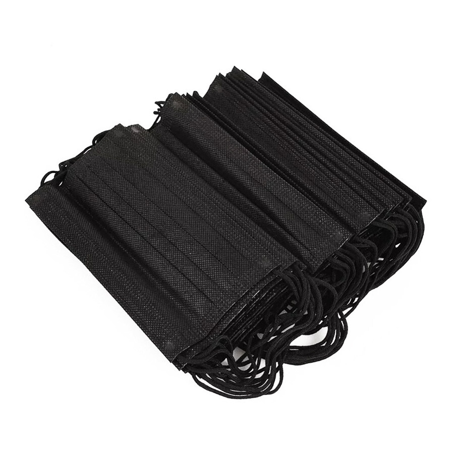 100-Pack Black Disposable Face Mask 3-Ply Non Medical Surgical Earloop Cover